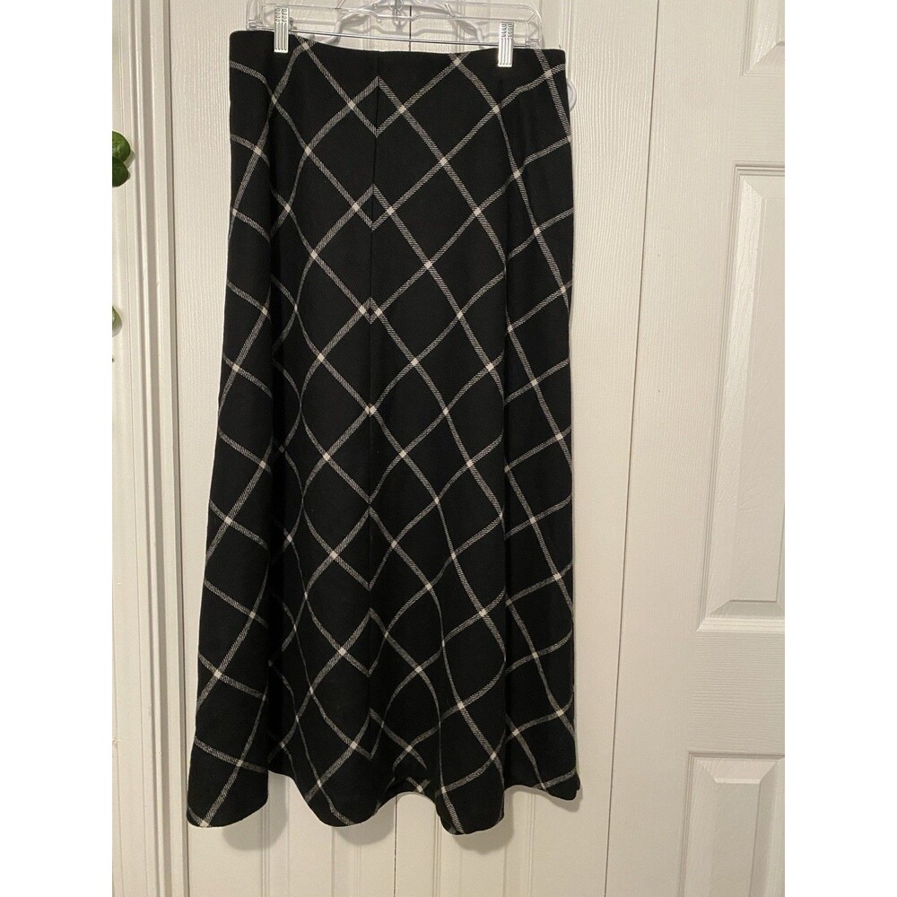 Jessica London Black And White Plaid Wool Blend A-line Maxi Skirt Plus Size 12W
